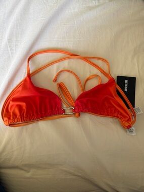 Weekday Cross Back Halter Neck Orange-Red Ombre Triangle Bikini Top